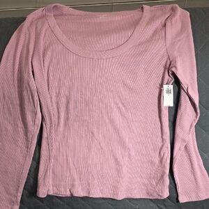 Old Navy Light Pink Ribbed Long Sleeve Blouse